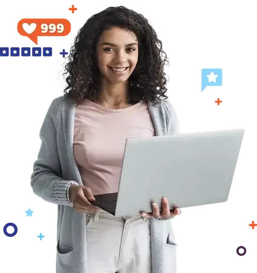 Community member connecting online with a laptop
